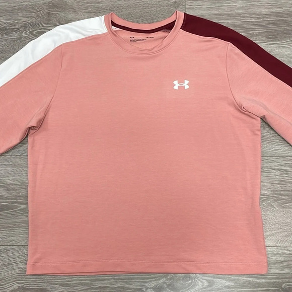 Under Armour Rival Terry Colorblock Crewneck Long Sleeve Loose Fit Top L - Picture 3 of 16